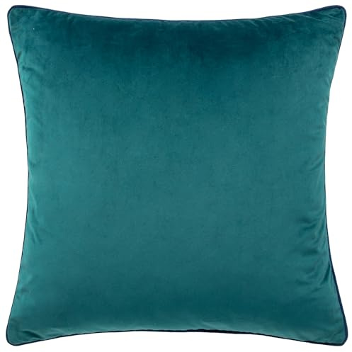 furn. Meridian Velvet Cushion Cover (Teal/Navy - 45 x 45cm) | Soft velvet cushion cover with contrast piping and concealed zip. 45 x 45cm. Cushion cover only.