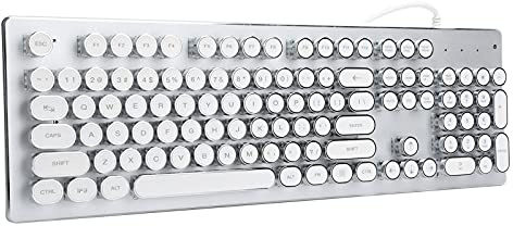 Sxhlseller Retro Mechanical Gaming -Tastatur - 104 Kabelkabel -USB mit Gemischtem Licht, Ergonomisches Design und Clicky Punk -Stiltasten für PC und Laptop -Computer (White)