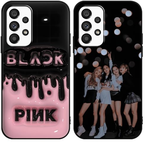 2 Stück Handyhülle für Samsung Galaxy A53 5G Hülle 6.5 Zoll, Korea Idol Blackpink Kpop Star Rose Jenny Lisa Jisoo Pose Muster Designs Case Schwarz Schutzhülle Stoßfest TPU Weich Ultra Dünn Cover