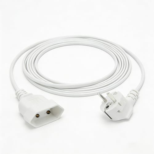 Flomiara Stromkabel Verlängerung Netzkabel Verlängerungskabel Typ-C-Stecker Eurostecker auf Typ-C Euro Buchse TV PC Computer Monitor Beamer Lampe Haushaltsgeräte-3-Stecker Weiß