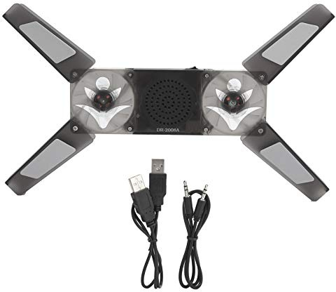 Laptop Cooling Pad DR - 2008A, Wireless Notebook Computer Cooler with 2 Transparent Blue LED Fans, Foldable Design with Built - in Speaker and Phone Charging Port for 15.6 - Inch L