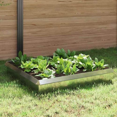 Schneckenzaun aus verzinktem Stahl in Silber, 8-teiliges Stecksystem mit flexibler Beeteinfassung und Rasenkante für Garten, Terrasse, Wegbegrenzung, wetterfest und biegsam