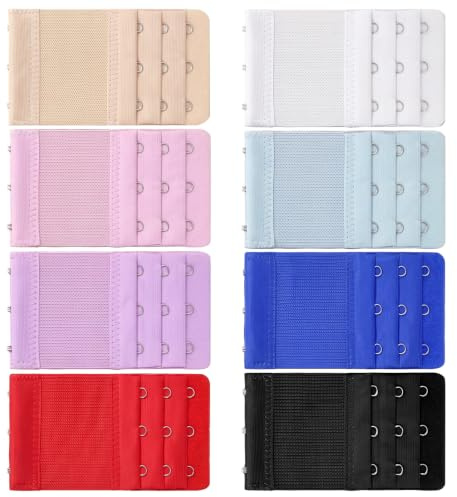 Lusofie 8Pcs Bra Extenders 3 Hooks - Bra Strap Extender | 3 Hook Bra Extender 5.5 cm