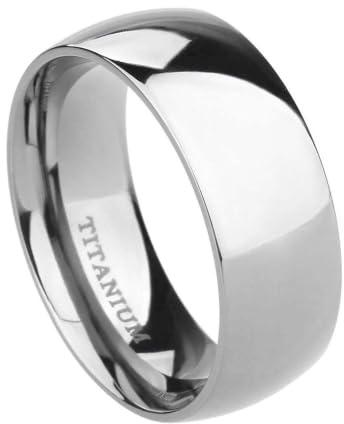 Hoisy Bague Homme et Femme Fiançailles Titane Personnalisable, 2MM/4MM/6MM/8MM Rond Poli Bague pour Homme en Argent