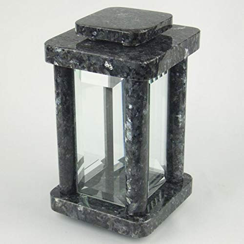 designgrab Grablampe Modern Schwedischer Schwarzer Granit tiefschwarz 14.5×14.5×25.5 cm – poliert & Tempelform Labrador Blue Pearl