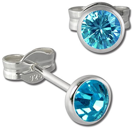 SilberDream Ohrringe 4mm Damen 925 Silber Ohrstecker Zirkonia türkis SDO5534T Silber Ohrstecker