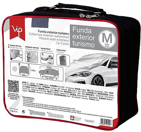 VIP Funda exterior de coche, resistente al polvo, lona coche exterior, cubierta de lona resistente al polvo, Gris, Talla M