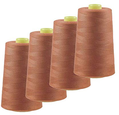 4 x 4572m Qualitäts Overlock-Garn Overlock-Nähgarn Oeko-Tex Farbe 701-740, Farbe:A722 helles kupferbraun
