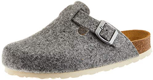 AFS-Schuhe Damen Hausschuhe geschlossen aus Filz, Bequeme, warme Winter Clogs, Made in Germany, 26900 (38 EU, grau)