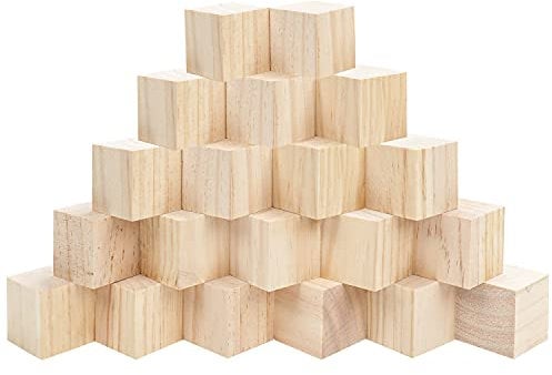 Belle Vous Holzwürfel Groß (20Stk) Holz Würfel 5 x 5 x 5cm Holzklötze Natur - Naturbelassen Unbehandelt Blanko Würfel Holzblöcke – Holzbausteine Natur zum Lernen, Basteln, DIY Puzzle, Stempel, Zahlen