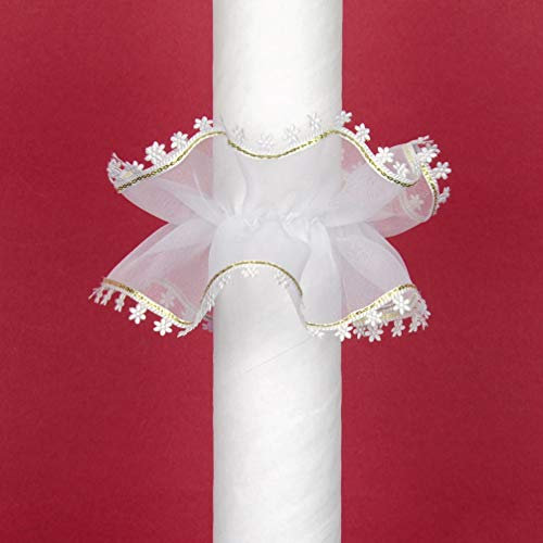 Celebration Kerzenschmuck Tropfschutz Tropfer KS-024 Organza weiß Gold