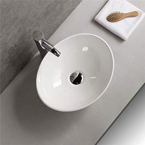 Art-of-Baan® Design-Waschbecken aus Keramik I hochwertiges Handwaschbecken mit Lotus-Effekt I kleines Aufsatzwaschbecken in matt/glänzend weiß I Maße: 410 x 330 x 140 mm
