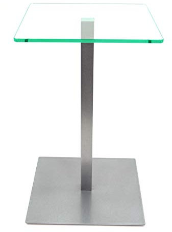 freeroom24 Designer Beistelltisch Glas Silber 30x30x50 cm - Wohnzimmertisch modern - Stabiler Couchtisch - praktischer Coffee Table eckig - Kaffeetisch - Glastisch - Sofatisch - Made in Germany