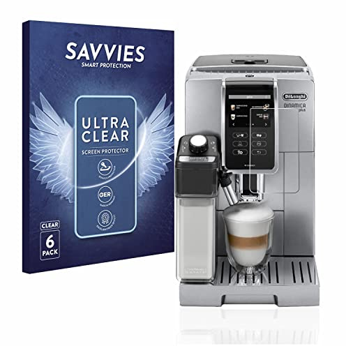 Savvies Schutzfolie für DeLonghi Dinamica Plus ECAM370.95.T | 6 Stück Transparenter Displayschutz Made in Germany Ultra-Klar Displayschutz-Folie