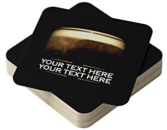 Personalised Beer Mats Pack of 24 - Absorbent Recyclable Cardboard Drink Mat Coasters 95mm x 95mm x 1mm Square - Accessories for Home Bars Pubs - CO-CARD-RA814-24 - ADD YOUR TEXT