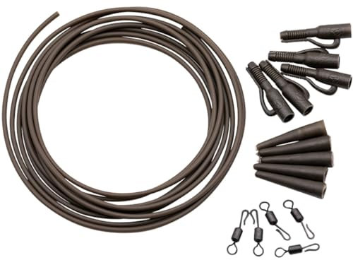 Korda Basix Lead Clip Action Pack Camo Green | Karpfenangeln Terminal Tackle Kit | Enthält 5 Blei-Clips, Schwanzgummis, sinkendes Rig Tube & QC Wirbel | Anti-Verheddern Karpfen-Rig Essentials