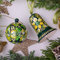 Exklusiver Christbaumschmuck Set aus Holz - Christbaumkugel und Weihnachtsglocke Anhänger 6.5 cm Handbemalte Blumenmuster Weihnachtskuge lässt sich öffnen, Kunsthandwerk aus der Ukraine
