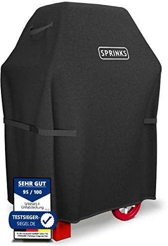 SPRINKS® Grillabdeckung WETTERFEST Grill Abdeckhaube Hochwertige Abdeckung für Weber, Napoleon, Enders - EXTRA Griffen Gasgrill Oxford 600D Gewebe [77x67x110cm] - Grill Cover (Schwarz)