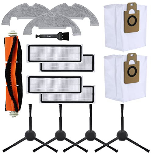 iAmoy - Accessori di ricambio compatibili con aspirapolvere Dreame L10 Plus Z10 Pro, 4 spazzole laterali, 4 filtri, 3 panni per la pulizia, 2 sacchetti per la polvere, 1 spazzola a rullo