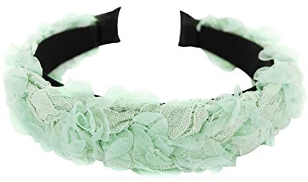 axy Haarreif mit Blumenkranz Look Wunderschön Vintage Look zur Hochzeit Stirnband Haarschmuck Damen Haarreifen HRBLU1 (Weissgrün)
