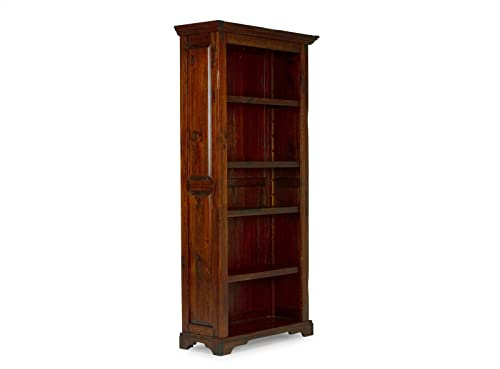 Woodkings® Bücherregal Catana Massivholz braun, Standregal antik Vintage Design, rustikales Regal mit 4 Böden im Landhaus Stil Wohnmöbel Büromöbel Küchenregal Pinie
