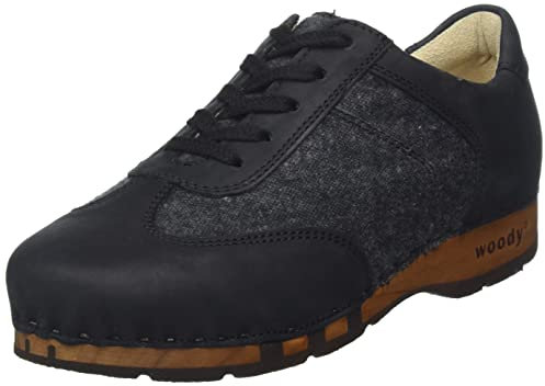 woody Herren Sam Holzschuh, schwarz grau, 40 EU