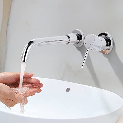 iVIGA Waschtischarmatur, 360° schwenkbar Wasserhahn Bad Unterputz Armatur Waschbecken aus Kupfer mit M24 Perlator wassersparend, chrom