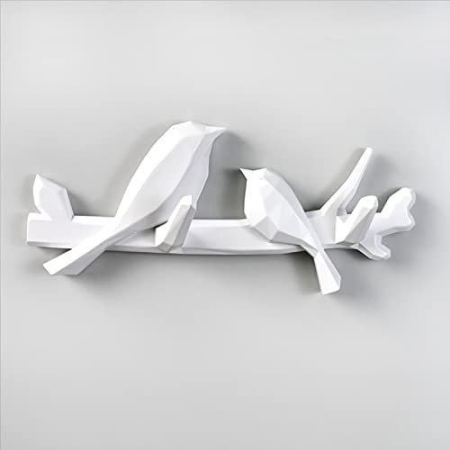 YLWX 3D Vogel Garderobe Kleiderbügel Wandmontage Harz Dekorative Garderobenhaken Heavy Duty Küche Badezimmer Kleiderständer for Handtasche Schlüsselhalter Handtuchhaken (Color : Weiß, Size : 2)