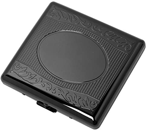 Étui à cigarettes classique en métal simple et tendance - 85mm 20pcs - King size - (Carte de crédit ne peut pas être placée) (E38-Gun Black)