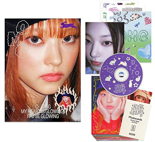 NewJeans - 1st Single [OMG] (Message Card Ver - HAERIN Ver) Out Box + Message Cards + Photobook + Lyrics + CD + Photocards + Sticker + 1 PVC Card