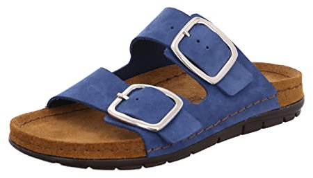 Rohde Damen Pantolette Nubukleder goldene Schnalle Sommerfarbe Rodigo-D 5879, Größe:38 EU, Farbe:Blau
