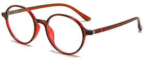 VEVESMUNDO Anti Blaulicht Brillen Groß Runde Retro Blaulichtfilter Brillenfassung Dekobrille Nerdbrille Ohne Stärke (1 Stück Rot Lesebrille, 0)