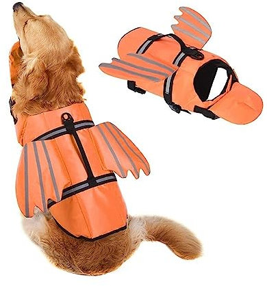 LYCICILI schwimmweste Hund mittel Hunde-Schwimmweste, reflektierende Haustier-Schwimmweste, Kontrollgriff, Welpen-Schwimmweste, Sommerkleidung for Wassersicherheit (Color : Yellow, Size : XL)