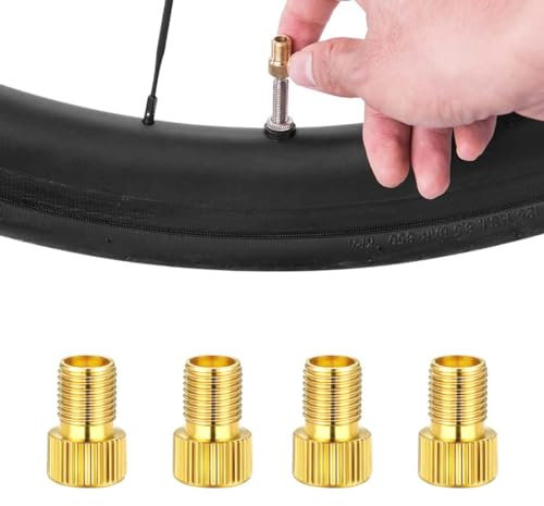 EIHI Lot de 4 Embout Pompe Velo, Embout de Gonflage, Adaptateurs pour Valve de Vélo Presta vers Schrader, en Laiton