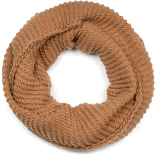 styleBREAKER Unisex Bufanda de punto de bucle Unicolor con patrón de onda, cálido invierno bufanda de punto, bufanda tubo 01018169, color:Marrón