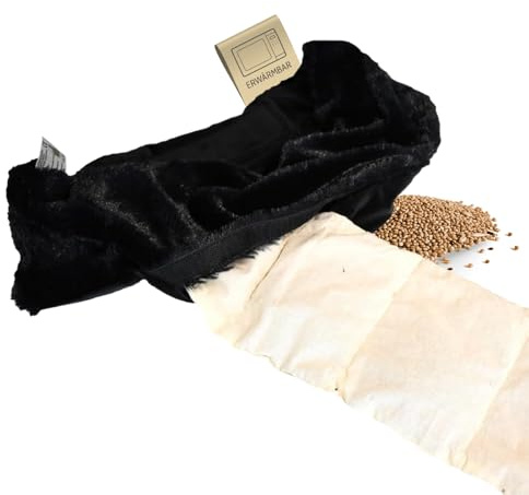 Habibi Plush Premium – 1709-A Wärmekissen Wärmegürtel schwarz, mit herausnehmbarem Körnerkissen - zum Erwärmen in der Mikrowelle/Backofen