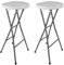Oxeo Tabourets Haut Pliant X2 - Hauteur 80cm - Tabouret de Bar Pliant - Tabouret Mange Debout - Siège résine Structure Acier