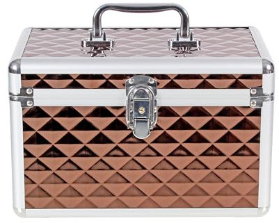 Aluminium Hard Make Up Travel Storage Box Cosmetic Beauty Vanity Case Organiser (Brown)