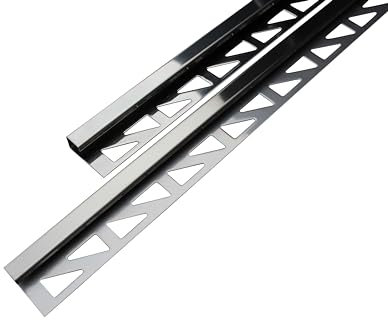 10x Edelstahlschiene Quadratprofil glänzend Fliesenschiene Fliesenprofil L 250cm V2A (Höhe 12,5mm)