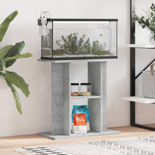 LAPOOH Aquariumständer Betongrau 60x30x60 cm Holzwerkstoff, Aquarium Unterschrank, Aquarium Schrank, Aquariumschrank, Aquarium Tisch, Aquarium Stands