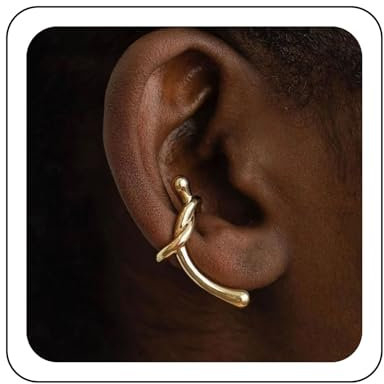Wendalern Goldene Verknotete Ohrmanschette - Simple Knotende Lineare Manschette Wickeln Ohrringe - Fake Helix Knorpel Clip Auf Nicht Piercing Ohrmanschette Schmuck Für Frauen Und Mädchen