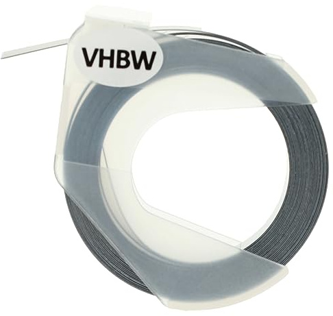 vhbw 3D Prägeband-Schriftband-Kassette kompatibel mit Typo Clic Etiketten-Drucker 9mm Weiß auf Schwarz