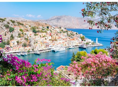 Jigsaw Puzzles for Adults 1000 Pieces Greece Landscape Puzzles for 1000 Piece Impossible Puzzle for Adults Educational Games Gifts (Greece Symi Town)