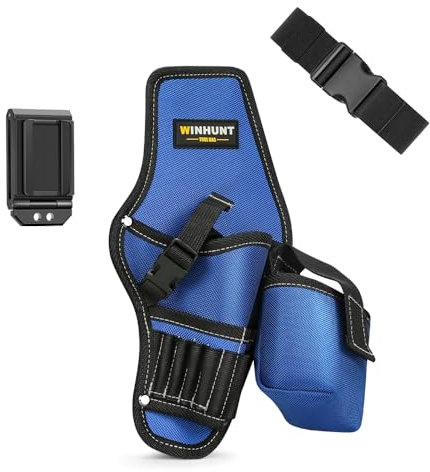 WINHUNT Fondina per trapano, resistente, blu, adatta alla maggior parte dei trapani, fibbia a clip e cintura