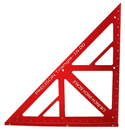 Dreieckiges Winkellineal, groß, 40,6 cm, 45/90 Grad, Aluminiumlegierung, leicht ablesbares Layoutlehre, Holzbearbeitung, Messwerkzeug, dreieckiges Winkellineal, 45/90 Grad, mit präzisem Winkel, 40,6