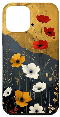 Olivgrüne Boho-Wildblumen Hülle für iPhone 12 mini