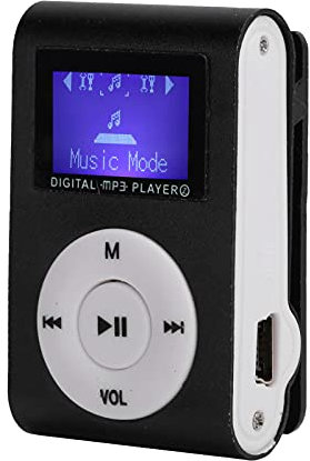 Lecteur MP3 avec clip arrière pour carte mémoire 32 Go avec écouteurs pour randonnée, course à pied, marche et sport (Noir)