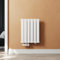 SUNXURY Badheizkörper Klein 600x465 mm Vertikal Flachheizkörper Seitenanschluss Weiß Handtuchwärmer Einlagig Wandheizkörper mit Weiß Multiblock Thermostat