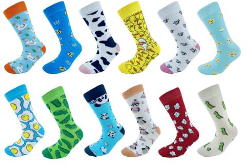 Socks Tunnel Damen Lustige Bunte Socken aus Baumwolle mit Tiermotiv – Katze, Hund, Cartoon-Design (Größe 36-42) (DE/NL/SE/PL, Numerisch, 36, 42, Regular, Regular, 6 Strümpfe set 01)