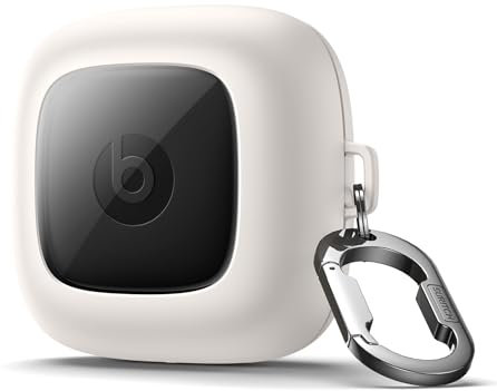 SURITCH Case Compatible with Beats Powerbeats Pro Cover,Shockproof TPU Magnetic Protective Case with Magnetic Lid Lock & Carabiner Clip Keyring & Transparent Logo Window for Powerbeats Pro(White)